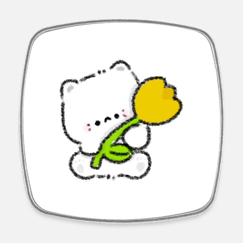 Minou romantique - Magnet carré - blanc