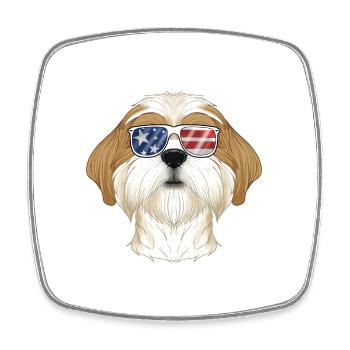 Shih Tzu USA Sunglasses I American Flag Shih Tzu - Square fridge magnet - white - Front