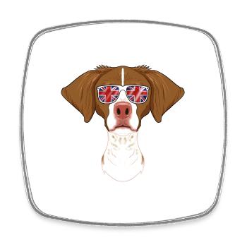 Brittany UK Sunglasses I Deutsch Flag I Union Jack - Square fridge magnet - white - Front