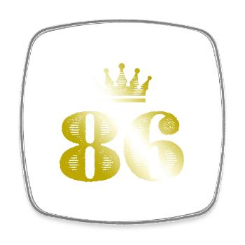 86 Numéro Couronne Or - Magnet carré - blanc - Devant