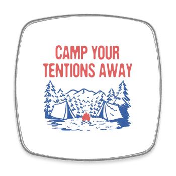 Camp Your TENTions Away Motivational Quote Camping - Viereckiger Kühlschrankmagnet - Weiß - Vorne