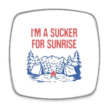 Sucker for Sunrise Summer Camping Tropical Camper - Viereckiger Kühlschrankmagnet - Weiß - Vorne