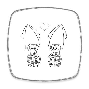 Squid Comic Couple Love - Square fridge magnet - white - Front