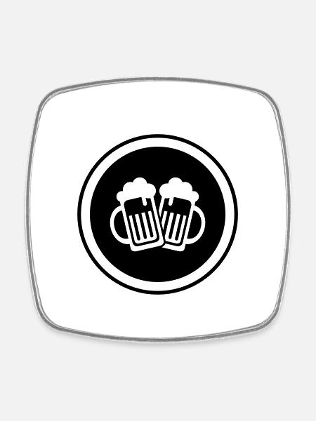 Bierglas Symbol - Viereckiger Kühlschrankmagnet - Weiß