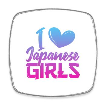 J’aime les filles japonaises - Magnet carré - blanc - Devant