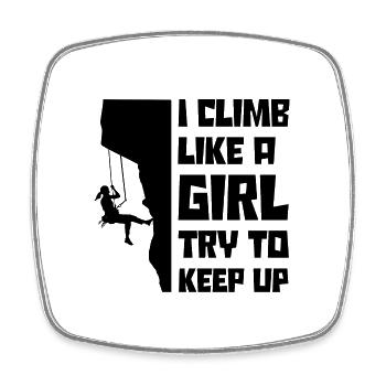 I Climb Like A Girl Try To Keep Up Bouldering Clim - Viereckiger Kühlschrankmagnet - Weiß - Vorne