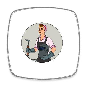 Welder outfit for welders - Square fridge magnet - white - Front