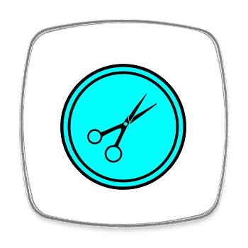 Schere Barber Kreis - Viereckiger Kühlschrankmagnet - Weiß - Vorne