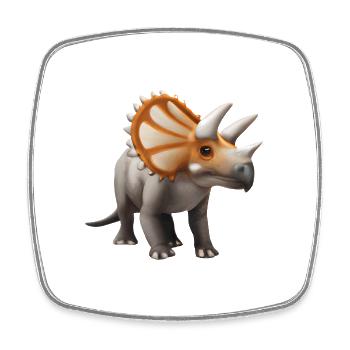 Illustration de dinosaure Triceratops - Magnet carré - blanc - Devant