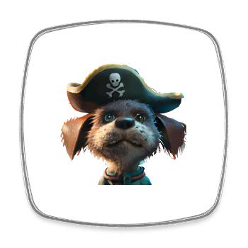 Chien pirate - Magnet carré - blanc - Devant