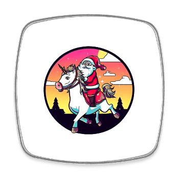 Einhorn Weihnachtsmann - Viereckiger Kühlschrankmagnet - Weiß - Vorne