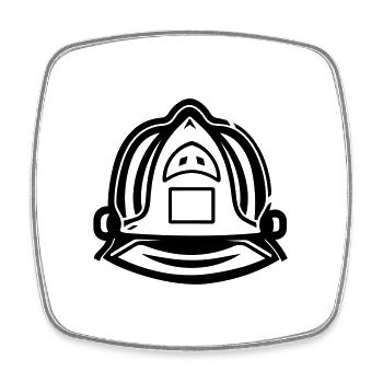 Casque de pompier - Magnet carré - blanc - Devant