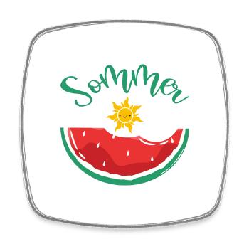 Sommer Sonne Strand Meeer Wassermelone - Viereckiger Kühlschrankmagnet - Weiß - Vorne