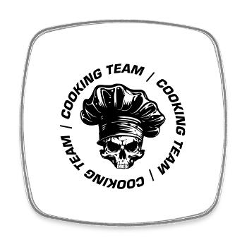 Cooking Team Chef Totenkopf - Square fridge magnet - white - Front
