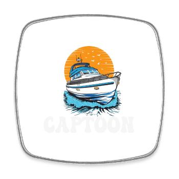 Captoon Captain Papa Pontoon King Father's Day - Square fridge magnet - white - Front