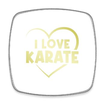 Ich liebe Karate Herz - Viereckiger Kühlschrankmagnet - Weiß - Vorne