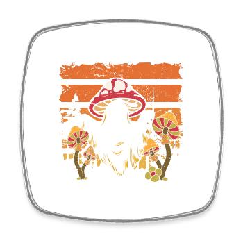 Spooky Season Forest Boo Ghost Mushroom - Square fridge magnet - white - Front