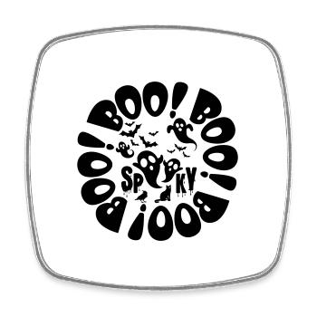 Halloween Kleine Geister Und Fledermäuse Schwarz Spooky Boo - Viereckiger Kühlschrankmagnet - Weiß - Vorne