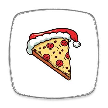 Pizza Noël Bande Dessinée - Magnet carré - blanc - Devant