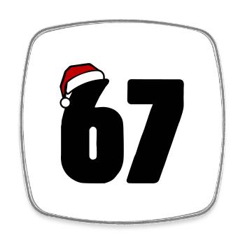 67 Number Christmas - Square fridge magnet - white - Front