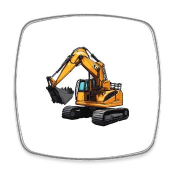 Excavator / construction site / machine /digging / shovel - Square fridge magnet - white - Front