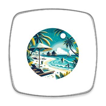 Reethi Beach Malediven Rundum-Sonnenuntergang - Viereckiger Kühlschrankmagnet - Weiß - Vorne