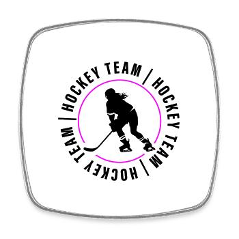 Joueur de club de l’équipe de hockey sur glace - Magnet carré - blanc - Devant