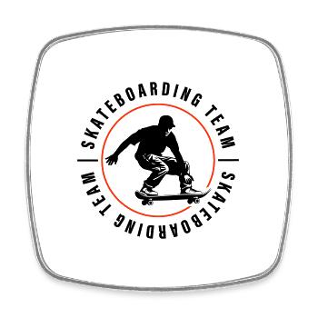 Skateboarding Team Club Man Skateboard - Square fridge magnet - white - Front
