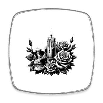 Gothic Skull and Roses Graphic Art - Square fridge magnet - white - Front