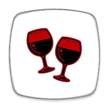 Verre de symbole de vin - Magnet carré - blanc - Devant