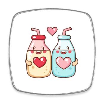 Milk Couple Love Heart Valentine's Day - Square fridge magnet - white - Front