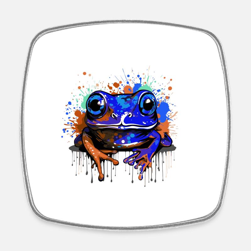 Frosch Bunt - Viereckiger Kühlschrankmagnet - Weiß