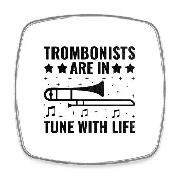 Tromboniste Tromboniste Marchand Band Trombone - Magnet carré - blanc - Devant