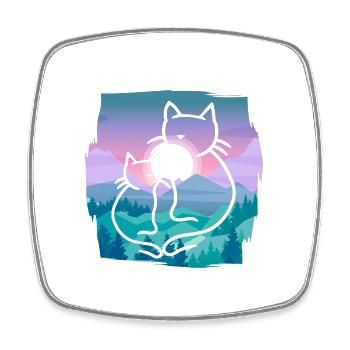Retro Cats Vintage 90's 80's Cat Nature Child - Square fridge magnet - white - Front