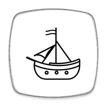 Piratenschiff - Viereckiger Kühlschrankmagnet - Weiß - Vorne