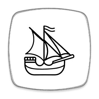 Piratenschiff - Viereckiger Kühlschrankmagnet - Weiß - Vorne