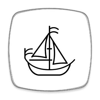 Piratenschiff - Viereckiger Kühlschrankmagnet - Weiß - Vorne