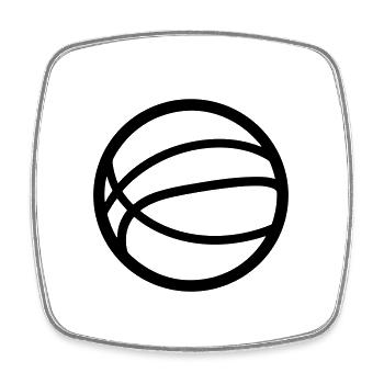 Ballon de basket - Magnet carré - blanc - Devant