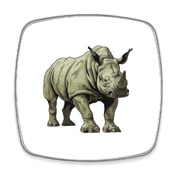Animal rhinocéros - Magnet carré - blanc - Devant