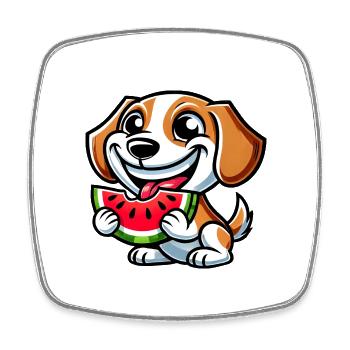 Beagle Wassermelone süßer Hund mit Melone Sommer - Viereckiger Kühlschrankmagnet - Weiß - Vorne