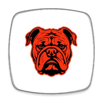 Tête de chien bouledogue - Magnet carré - blanc - Devant