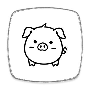 cochon - Magnet carré - blanc - Devant