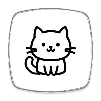 chat - Magnet carré - blanc - Devant