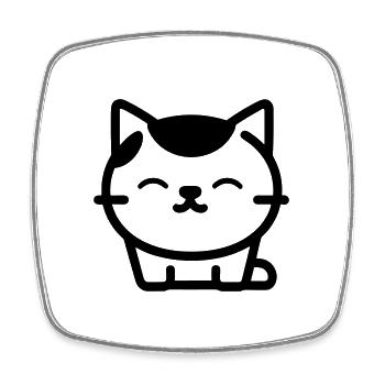 Katze - Viereckiger Kühlschrankmagnet - Weiß - Vorne