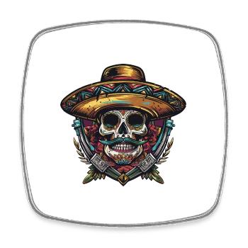 Crâne Mexicain Sombrero - Magnet carré - blanc - Devant