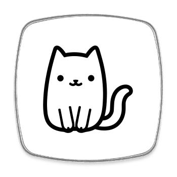 cat - Square fridge magnet - white - Front
