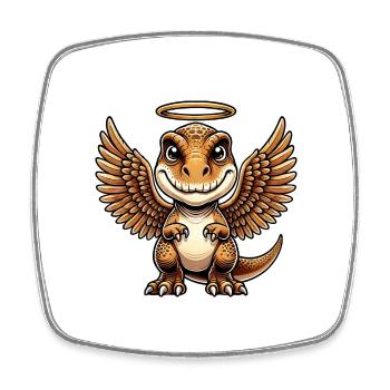 T-Rex Dessin animé Ange Halo Ailes Dino - Magnet carré - blanc - Devant