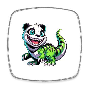 Fantaisiste Dino T-Rex Panda Créature mythique - Magnet carré - blanc - Devant