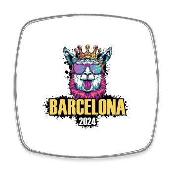 Barcelona 2024 Alpaka Party Urlaub - Viereckiger Kühlschrankmagnet - Weiß - Vorne