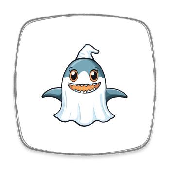 Hai Halloween Lustig Geist - Viereckiger Kühlschrankmagnet - Weiß - Vorne